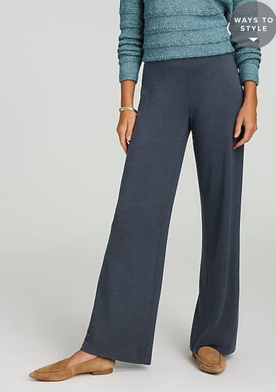 J Jill Pure Jill Tranquility Fleece Wide Leg Pants Night Heather Womens Large